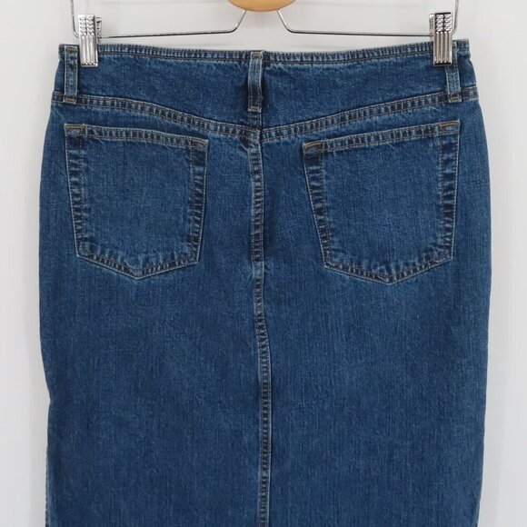 Mossimo Juniors 7 Blue Jean Denim Maxi Skirt Side Slits Pockets Y2K All Cotton - Picture 6 of 11